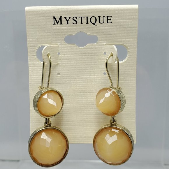 Mystique  gold champagne dangle earring - Picture 1 of 2